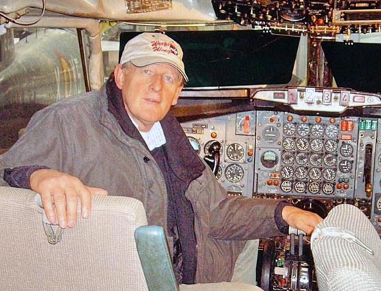 Heinz Urban an Bord einer Boing 707